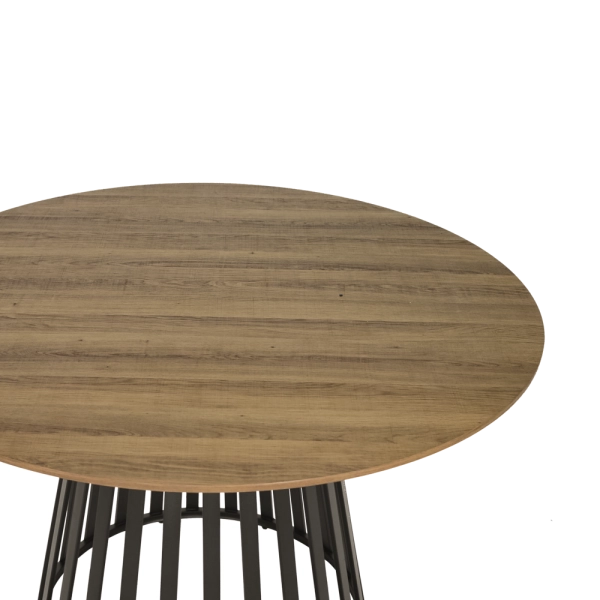 Mesa de Centro Cone Base Metálica Preta Tampo Amadeirado 120cm