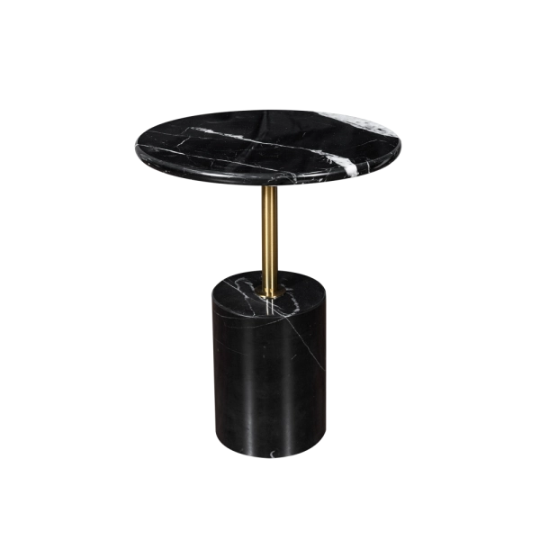 Mesa De Centro Marmore Natural preto Base Metal Dourado