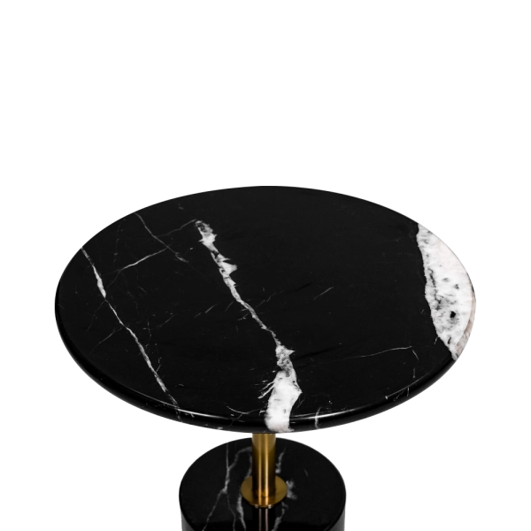 Mesa De Centro Marmore Natural preto Base Metal Dourado