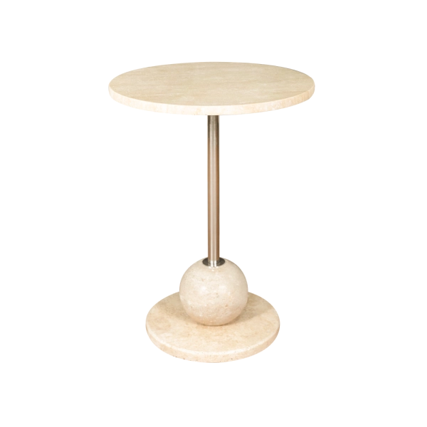 Mesa de Centro Tivoli com Tampo de Mármore e Haste Dourada