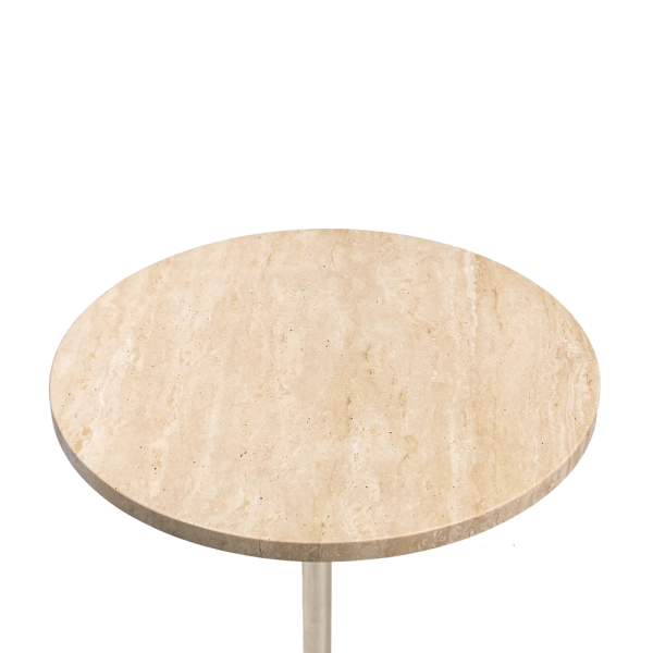Mesa de Centro Tivoli com Tampo de Mármore e Haste Dourada