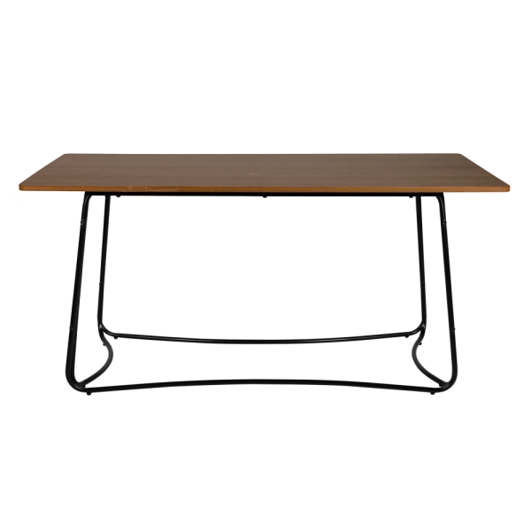 Mesa De Jantar Natura MDF Marrom Escuro Base Aço 160cm Waw Design