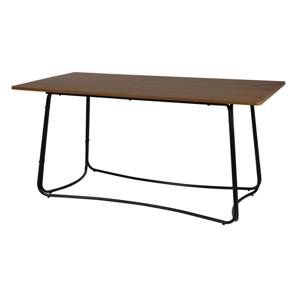 Mesa De Jantar Natura MDF Marrom Escuro Base Aço 160cm Waw Design