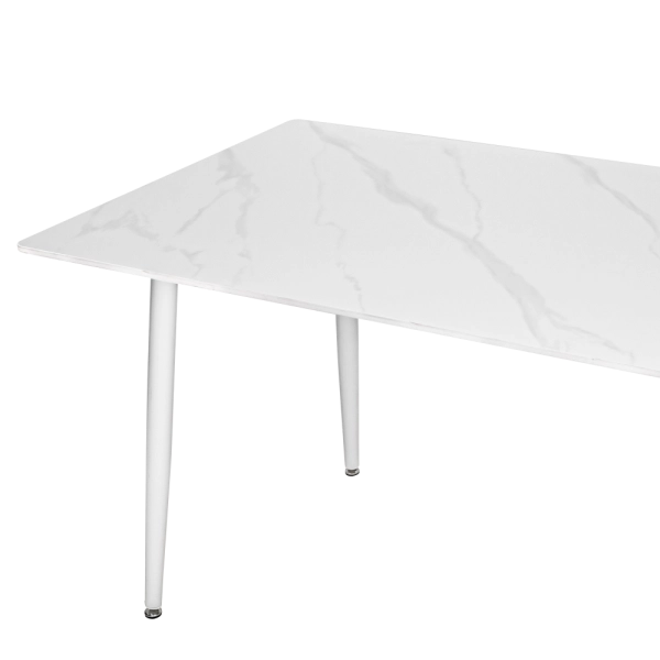 Mesa de Jantar Polar Moderna 4 Lugares Tampo Cerâmica Branco 140cm