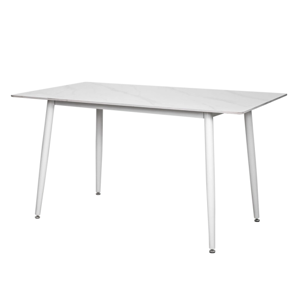 Mesa de Jantar Polar Moderna 4 Lugares Tampo Cerâmica Branco 140cm