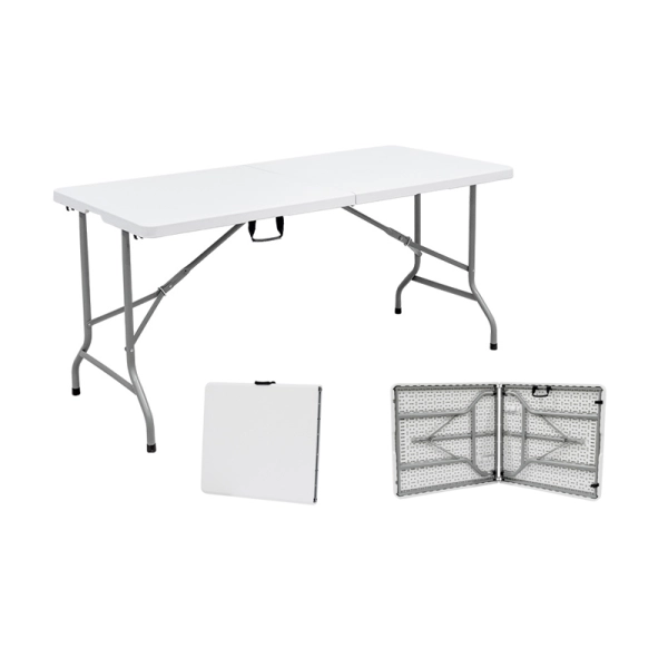 Mesa Dobrável Tipo Maleta Prática e Durável 152x70cm Branca - WAW Design