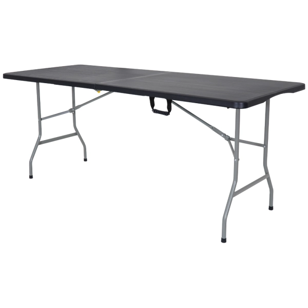 Mesa Dobrável Tipo Maleta Prática e Durável 180x70cm Preta - Waw Design
