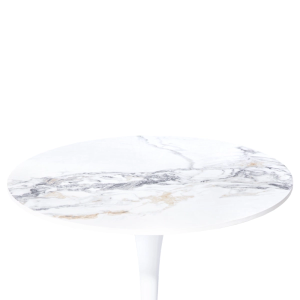 Mesa Saarinen Tulipa Redonda Mármore Artificial 80cm Branco