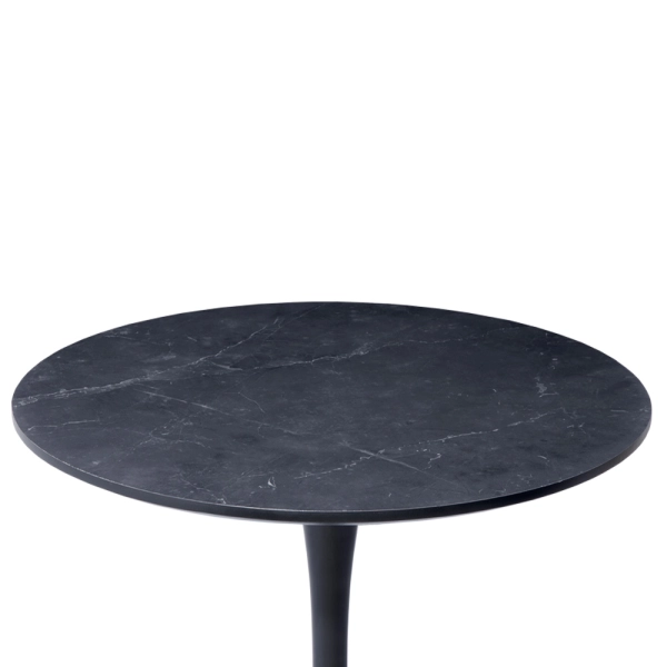 Mesa Saarinen Tulipa Redonda Mármore Artificial 80cm Preto