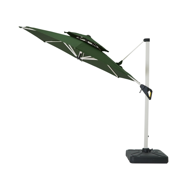 Ombrelone 3m Verde Alumínio Articulado Em Poliéster para Piscinas e Hotéis e Proteção Contra UV