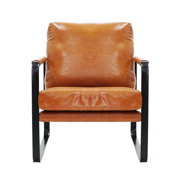 Poltrona Boss PU Camarelo com Base de Ferro