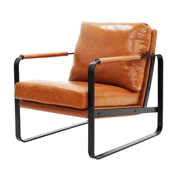 Poltrona Boss PU Camarelo com Base de Ferro