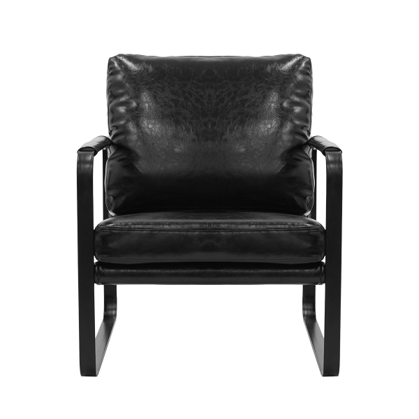 Poltrona Boss PU Preta com Base de Ferro