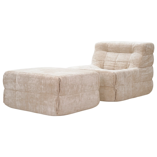 Poltrona Com Puff De Espuma Cor Nude