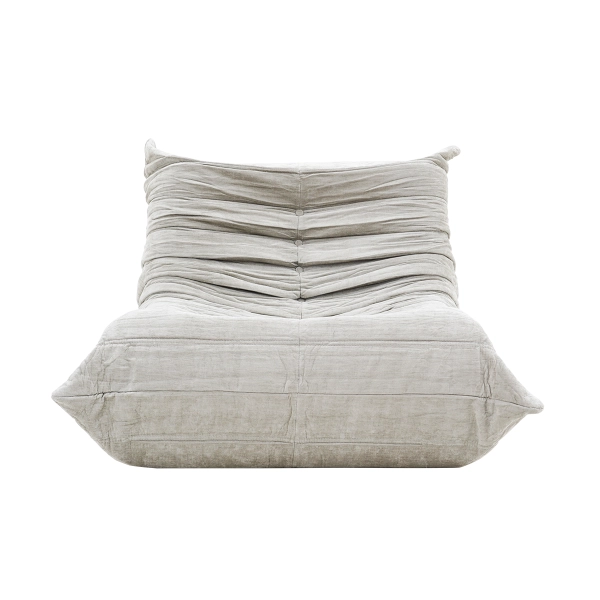 Puff Poltrona Togo Europeu Estilo Poltrona em Bouclé Cinza