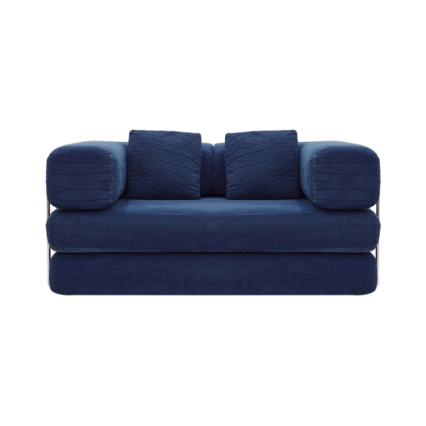 Sofá Cama Bloom Retrátil e Modular Bouclê Design Moderno Na Caixa Azul Marinho