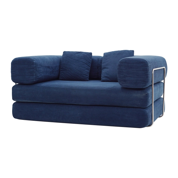 Sofá Cama Bloom Retrátil e Modular Bouclê Design Moderno Na Caixa Azul Marinho
